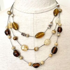 NY collection multi strand brown beaded necklace